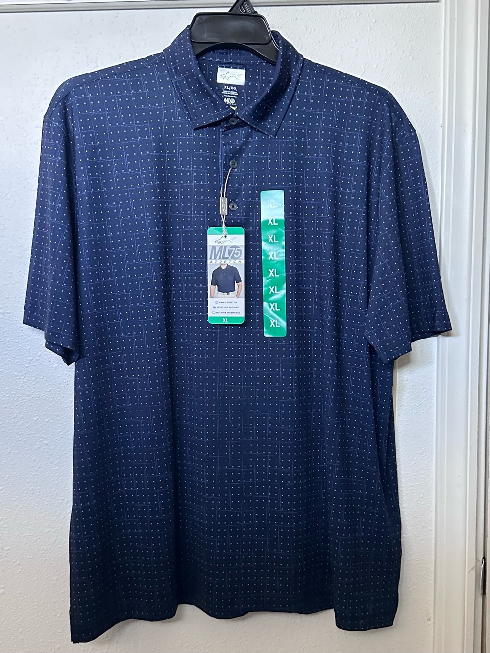 Greg Norman Collection Navy Dot Performance Polo - XL